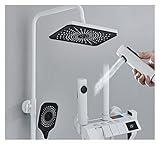 Wasserfall-Regenduschsystem Weißes Digitalanzeige-Duschsystem-Set LCD-Badezimmer-Duschset mit heißem und kaltem Wasserhahn-System 4-Wege-Regenfall-Badezimmer-Hahn-Mischbatterie Unterputzdusche (Color
