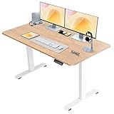 Homall 140x70 cm Höhenverstellbarer Elektrisch Schreibtisch mit Ladebuchsen, Stufenlos Höhenverstellbarer Tisch mit Vierteilige Tischplatte, Ergonomischer Computertisch für Office mit Memory Funktion