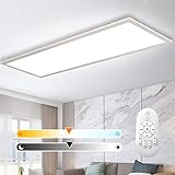 Dimmbar LED Deckenlampe 100x25 cm, 28W Deckenleuchte Panel mit Fernbedienung und Speicherfunktion, Indirekt Stark Leuchtkraft Licht 2700K-6500K, Ultra Dünn Tageslichtlampe für Büro Wohnzimmer Küche