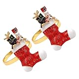Luxshiny 2 Stück Weihnachts-Serviettenringe Esstisch-Dekoration Weihnachtsdekoration Rotes Dekor Serviettenschnallen Strumpf-Serviettenhalter Weihnachts-Serviettenschnalle