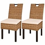 KTHLBRH Esszimmerstühle 2 STK. Kubu-Rattan Mangoholz,küchenstühle,esstisch stühle,esszimmermöbel,stühle,Wohnzimmer stühle,Geeignet für Wohnzimmer, Küche, Schlafzimmer