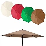 Runder Sonnenschirm Ersatzbezug Ersatz Baldachin Abdeckung 2M (6.5FT)/2.7M (8.9FT)/3M (9.8FT) Terrassenschirm Überdachung Ersatzdach, UV-Schutz Polyester Stoffbezug ( Color : Braun , Size : 8 Ribs -2.