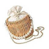 Alipis 1 Stück Strohtasche Strandtasche Für Damen Stroh-Umhängetasche Handtasche Für Damen Damen-Handtasche Strohkorb Strand-Eimer-Tasche Gewebte Strandtasche