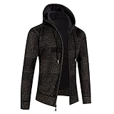 Xmiral Herren Winter Langarm Plus Samt Hoodies Pullover Mode Freizeit und Wärme Slim Cardigan Jacke Lammfell Mantel Herren