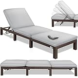 KESSER® Sonnenliege Polyrattan Palma Gartenliege mit Auflage für Balkon, Garten, Terrasse, Innen- und Außen, 5-Fach verstellbar Rücklehne Relaxliege Liegestuhl klappbare 195 x 65 x 23 cm, Grau