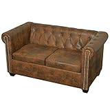 Tidyard Chesterfield Sofa 2-Sitzer Lounge Ledersofa Couch Sofagarnitur Vintage Couch Bürosofa Polstermöbel Stilsofa Couchgarnitur Polstersofa Kunstleder Braun