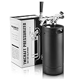 TMCRAFT 4 Liter Mini Edelstahl Bierfass mit Bierspender Set, tragbares Growler Keg mit Fassbierhahn unter Selbstregelungssystem und co2-Regler hält Getränk frisch und kohlensäurehaltig