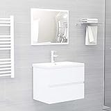 KRHINO Mehrzweck-Schminktisch, Badezimmermöbel-Set, 2 Stück, Weiß, Spanplatte, mit Schublade, bietet reichlich Stauraum, Möbel für Waschbecken im Badezimmer