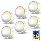 Dimmbar LED Spot Batterie mit Fernbedienung, Kabellos Vitrinenbeleuchtung LED Spots Batteriebetrieben Schrankbeleuchtung zum Kleben Unterbauleuchte küche LED Rund Ohne Kabel Schranklicht Regal Licht