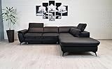 Ausverkauf ! Schwarzes Echtleder Ecksofa 'Calita' 272x230 cm Leder Sofa Couch mit Schlaffunktion, Bettkasten und verstellbarer Rückenlehne Eck Couch Schwarz Echt Leder (230x272 cm Ecke Links)