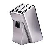 Messerblock,Universal Messerblock ohne Messer,Edelstahl Messerhalter,Knife Block in Silber mit Scherenschlitz und Spitzer,Sicherer Platzsparender,robuster und eleganter,Für alle Küchenmesser geeignet