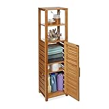 Relaxdays Badregal Bambus, 6 Ablagen, Badezimmer, feuchtigkeitsresistent, Badschrank H x B x T: 119 x 33 x 25,5cm, natur