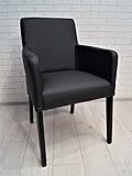 Quattro Meble Schwarz Echtleder Esszimmerstühle Massivholz Stühle David Arm Lederstühle Sessel mit Armlehnen Echt Leder Hermes Nero Esszimmer Stuhl