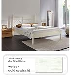 expendio hochwertiges Metallbett Pinar, Verschiedene Varianten, Bettgestell Jugendbett Doppelbett Singelbett Ehebett, Liegefläche:90 x 200 cm, Farben:weiß - Gold gewischt