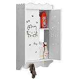 2-stöckiger Badezimmer-Medizinschrank mit Handtuchhaken, an der Wand montierter Aufbewahrungsschrank mit doppelten Lamellentüren, Skelett-Schranktür, ohne Rückwand, MDF ( Color : White , Size : 35*14*