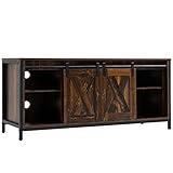 HOMCOM TV-Lowboard Fernsehtisch TV Schrank mit Schrank Regal Fernsehschrank im Industrial Design zu 60 Zoll TV Schrank mit Schrank Regal TV-Kommode Spanholz Stahl Braun+Schwarz 120 x 40 x 54 cm