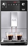 Melitta Purista F 230-101 Kaffeevollautomat mit flüsterleisem Kegelmahlwerk (Direktwahltaste, 2-Tassen Funktion, 20 cm Breite, entnehmbare Brühgruppe)1 liters ,silber/schwarz