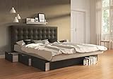 SuMa - Wasserbett 180x200 dual Schubkastenbett mit Bettkasten schwarz und Kopfteil Nuevo, Farbe Carbon 180x200 cm