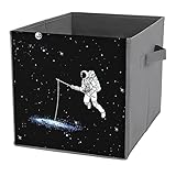 HABXNJF Faltbare Aufbewahrungskörbe, Astronaut Galaxy Trippy Aufbewahrungsbox, Unbedeckter Stoff-Aufbewahrungskorb mit Griffen für Zuhause, Büro
