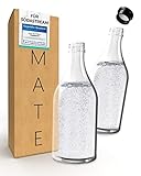 MATE OF STEEL® 2X Kompatibel mit Sodastream Crystal 2.0 – Premium 0.8L Glas Flasche - Kohlensäure geeignet | 800ml Sprudelflasche aus Glas | Soda Flaschen | Ersatzflaschen