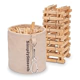 SimplySmooth Wäscheklammerbeutel inklusive 50 Wäscheklammern aus Holz – Klammerbeutel aus 100% Baumwolle mit extra großen Karabinern zum Aufhängen - Wäscheklammerkorb mit Verschluss