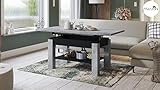Mazzoni Design Couchtisch Tisch Astoria stufenlos höhenverstellbar 57-69cm ausziehbar 110-150cm mit Ablagefläche Esstisch (Betonoptik/Schwarz matt)