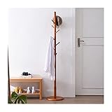 Holzgarderobe freistehend mit 8 Haken Massivholz Baum Kleiderbügel Ständer Verstellbar für Mäntel Hüte Schals Kleidung und Handtaschen im Schlafzimmer Flur Eingangsbereich