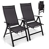 Homeoutfit24 London Gartenstühle 2er Set, Made in Europe, Balkonstuhl klappbar, Hochlehner Gartenstuhl, Esszimmerstuhl, Balkon & Terrasse, verstellbar, Terrassenmöbel, Campingstühle, wetterfest