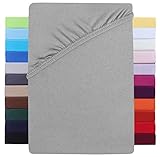 NatureMark Premium Boxspringbett Spannbettlaken 180 x 200 bis 200 x 220 cm - hoher Steg bis 40cm Matratzenhöhe - Wasserbetten Spannbetttuch - Baumwolle mit Elasthan, Silber/Hellgrau