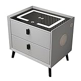 Nachttische mit Kabelloser Ladestation Und 3-Farbigen Led-Leuchten, Moderner Beistelltisch mit Bluetooth-Lautsprecher, Nachttisch-Aufbewahrungsschrank für Schlafzimmer ( Color : Light Gray-Black Leg ,