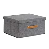 LOVE IT STORE IT Premium Aufbewahrungsbox mit Deckel - Aus hochwertigem Stoff - Extra groß und stabil - Grau - 43x33x21 cm