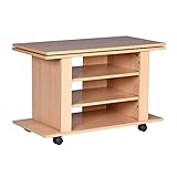 FineBuy Fernsehschrank Drehbar auf Rollen | TV Bank 75 x 38 x 50 cm mit Drehteller für Fernseher| Fernsehtisch Holz Buche mit Ablage Board | TV Schrank HiFi Rack Möbel