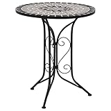 JUNZAI Mosaik-Bistrotisch, Bartisch, Stehtisch, Empfangstheke, Bistro Stehtisch, Beistelltisch, Konsolentisch, Bar Table, Grau 61 cm Keramik