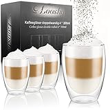 Looshy – Latte Macchiato Gläser aus Borosilikatglas – Kaffeegläser, Teegläser, Thermogläser – doppelwandig aus Glas – 4x350ml im Set