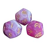 rockible 3 Stück Würfel Aus Acryl, D12 Würfel, Brettspiel Würfel Set, Sternbild Würfel für Partygeschenke, Tischspiele, Familientreffen, rosarot