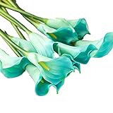 JJJ LHY- Gefälschte Blume Gefühl PU Calla-Lilie Große Simulation Blumenstrauß Vase Set Gefälschte Blumen-Dekoration Blumen-Dekoration Schmuck Mode (Color : Blue, Size : 10 Sticks)