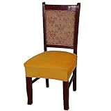 CLGTY Samt Stuhlbezug Sitzfläche Stretch, Weich Stuhlhussen Mit Elastischem Boden Abnehmbar Antirutsch Hussen Für Stühle Für Esszimmer-gelb-2 Stück