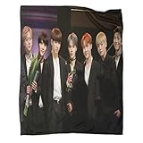 BTS Überwurf Decke Warme Fleecedecke Weiches Warmes Handsome Guy Stil Bedruckte Flanelldecke Für Bett, Couch Und Sofa Blnaket Für Damen Männer Mädchen Jungen 50x60inch(127x152cm)