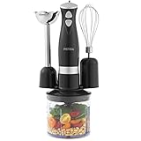 Petra PT2827BVDE 3 In 1 Mixer Set - Schlagen, Mischen, Hacken, BPA-freie Aufsätze inklusive, 500ml Zerkleinerer-Schüssel, 2 Geschwindigkeiten, Edelstahlklingen, Suppen, Smoothies, Eier schlagen, 350W