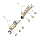 Amosfun 2 Stück Buchstaben-Anhänger Für Den Außenbereich Frühlingsdekorationen Holzschilder Osterszenen-Layout Osterszene Hängendes Gartentürschild Interessante Osterdekoration