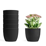 T4U 12cm Selbstwässernder Blumentopf Schwarz 6er-Set, Selbstbewässerung Wasserspeicher Pflanzgefäß Übertopf für Innen- und Außenbereich