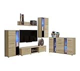 BROMARKT Cube Wohnwand Wohnzimmer 5-teilig - Wohnzimmer Schrank – Fernseh Möbel - Wohnwand Modern - Wohnzimmerschrank – Sonoma Eiche