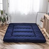 YOSHOOT Futon Matratze Japanische Klappmatratze Verdicken Tatami Bodenmatratze Schlafunterlage Faltbare faltmatratze Schlafsaal Matratzenauflage Bodenliege Gästematratze (Dunkelblau, 140 x 200 cm)