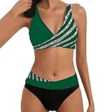 shesuseke Bikini Damen Set Zweiteiler Bikini-Sets Brustpolster Triangel Bikini Swimsuit Bikini High Waist Swimsuit Schwimmanzug Badebekleidung Set für Frauen