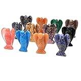 FUFIZU 1-20PC 1,5' Engel Figur Stein geschnitzt Handwerk natürliche Edelstein Dekor Kristall Quarz Arbeitszimmer Dekoration Geburtstagsgeschenke PINGJIUYIN (Color : Mix Random Stones, Size : 3 PCS)