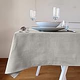 Farnberg Premium Tischdecke aus Leinen - Stofftischdecke für Küchentisch, Esstisch - Fleckschutz Tischtuch - Leinentischdecke - (135 x 250 cm) - (Beige)