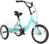 Deckenleuchte, 14-Zoll-Kinder-Dreirad, Singlespeed, 3-Rad-Cruiser-Fahrrad mit Korb, Kinder-Laufrad, Blau