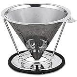 Wiederverwendbarer Edelstahl Kaffeefilter, ideal für Filterkaffee, Chemex, Pour Over und Cold Brew Coffee, Dauerkaffeefilter aus Metall, Kaffee Dripper Permanent für 4 Tassen