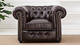 Lifestyle For Home Chesterfield Sessel in Dunkelbraun braun glänzend Antik Stil mit Steppung