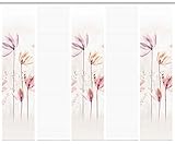 HOME WOHNIDEEN 95067 | 5er-Set Schiebegardine 'KUKAT', Digitaldruck auf Bambus-Optik, mit abstraktem Blumen-Motiv, 260x60cm, Farbe: Natur